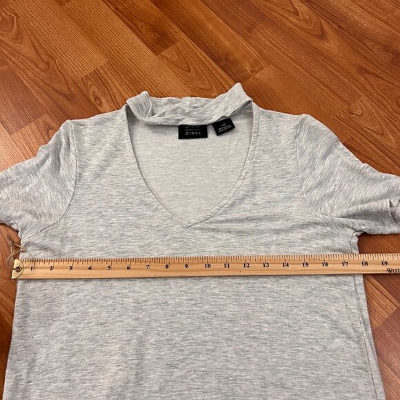 Press Soft Knit Tshirt Dress Light Heather Grey Sz Small Peek-a-Boo Neckline - Picture 6 of 8